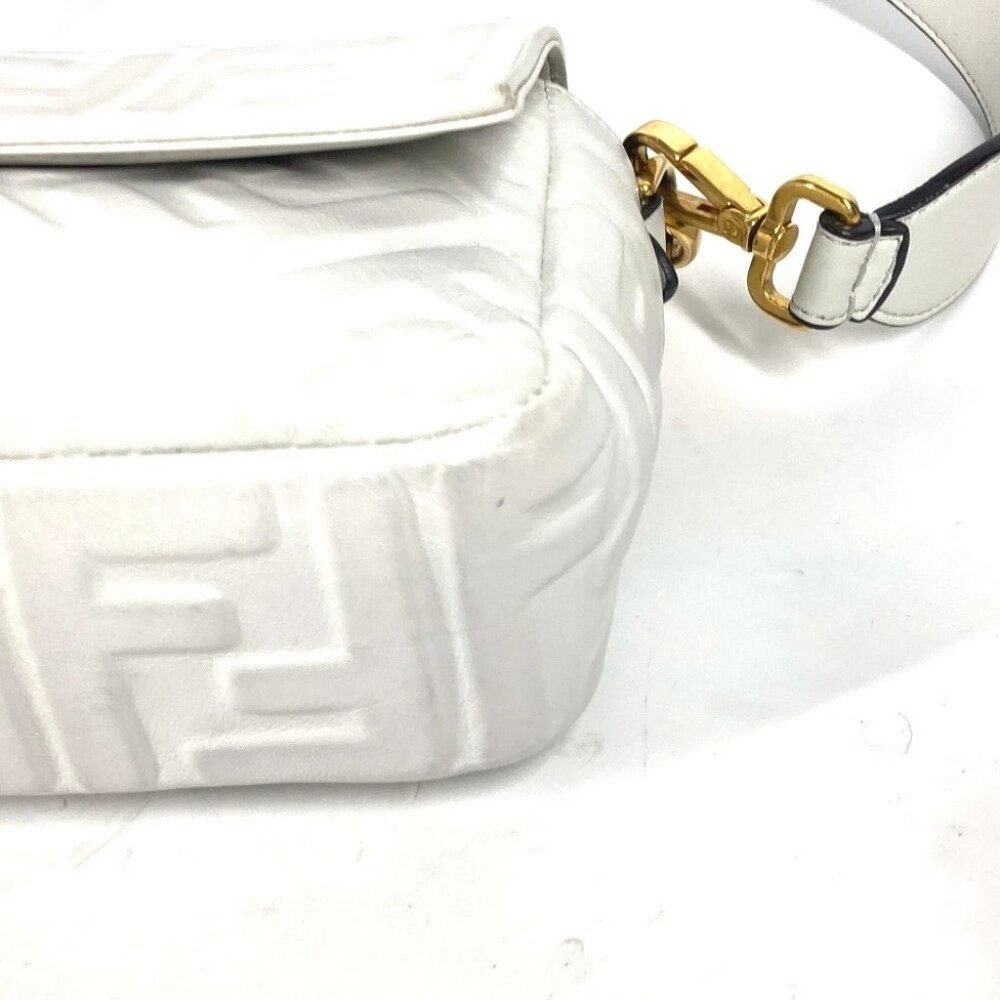 FENDI 8BR600 Zucca Mamma Baguette Shoulder 2WAY Bag Shoulder Bag Leather White - Picture 13 of 16